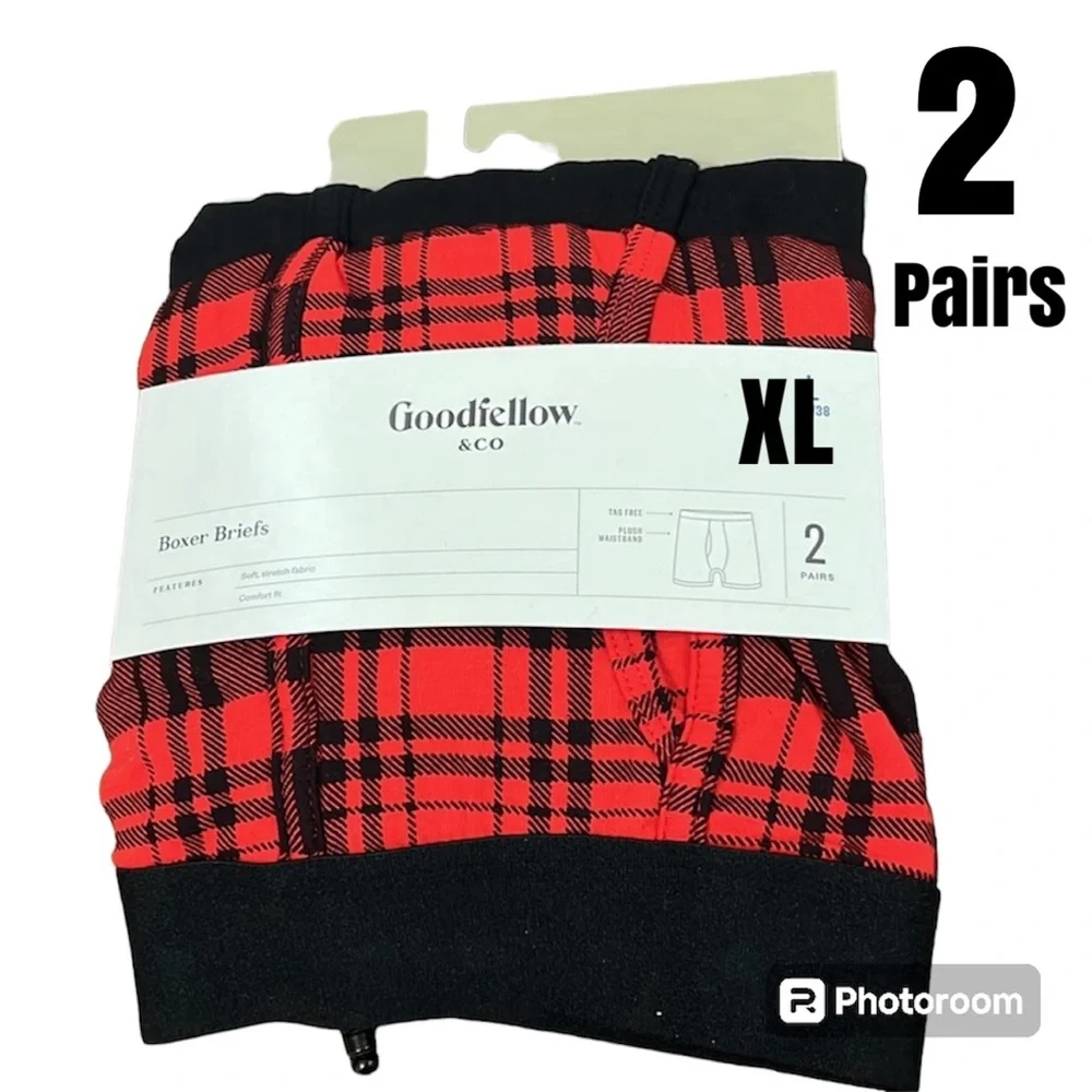 Boxer Briefs XL pair in red & black plaid